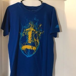 Adidas graphic football tee size medium short sleeves blue gold athletic…